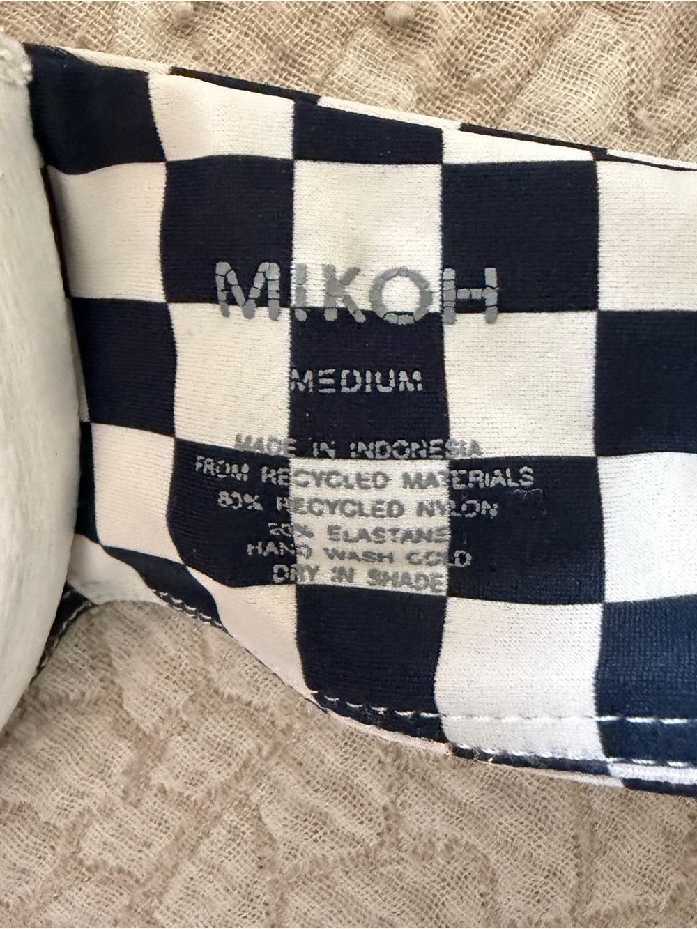 Mikoh Black and White Checkered bikini top